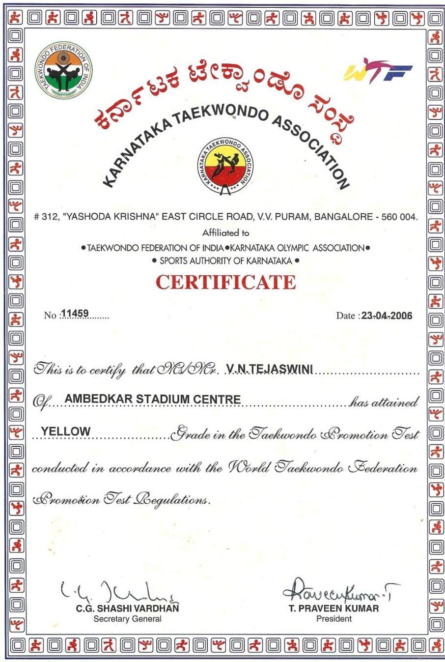 Taekwondo Promotion Test – Yellow Grade — 2006 · WT Promotion Test · KTA