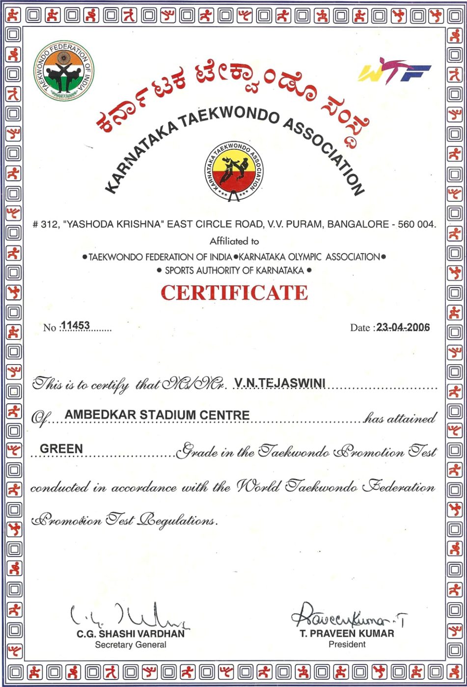 Taekwondo Promotion Test – Green Grade — 2006 · WT Promotion Test · KTA