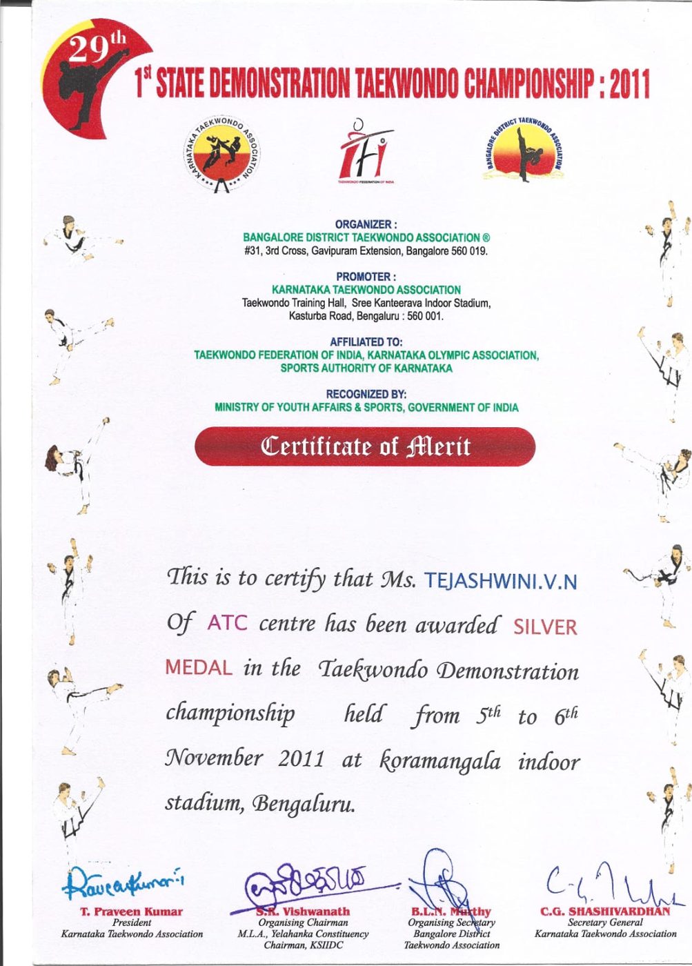 1st State Demonstration Championship — 2011 · Silver Medal · Bengaluru