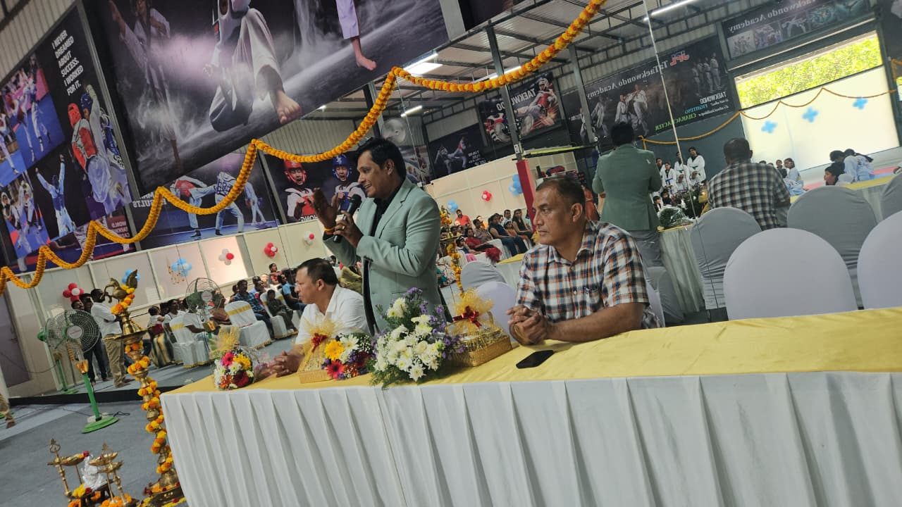 Chief guest addressing students, parents and guests at the inauguration