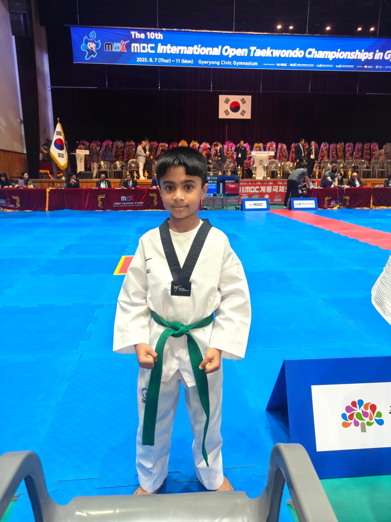 Green belt young warrior ready for his bout at the MBC Cup